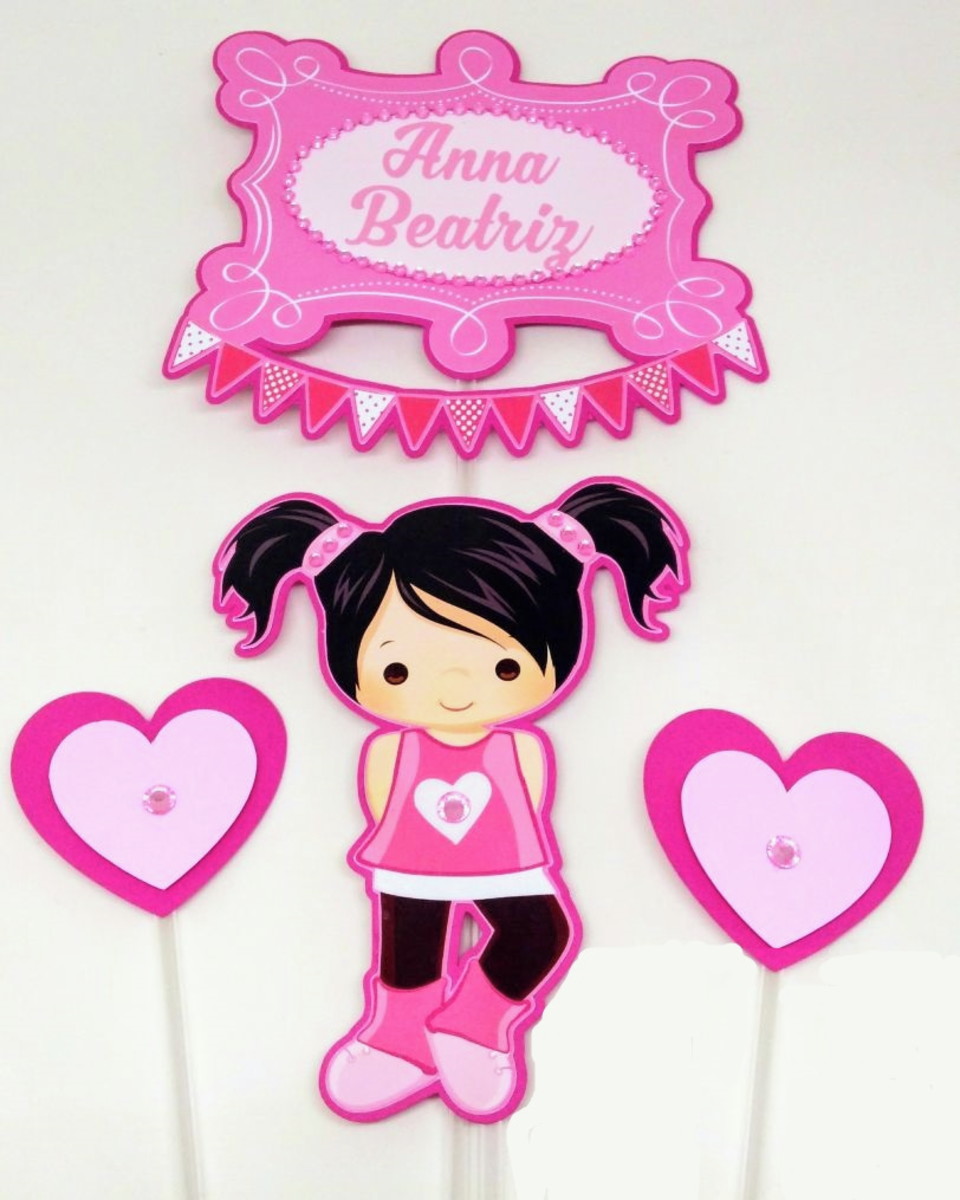 Arquivo Silhouette Topo de Bolo Menina Menininha Bebê Cute