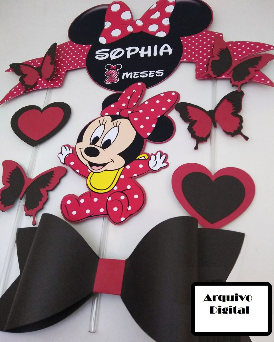 Arquivo Silhouette Topo de Bolo Minnie Baby Disney