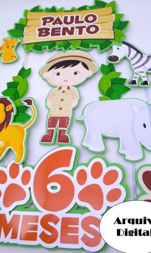 Arquivo Silhouette Topo de Bolo Safari Animais Menino