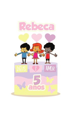 Arquivo topo de bolo 3 palavrinhas candy menina
