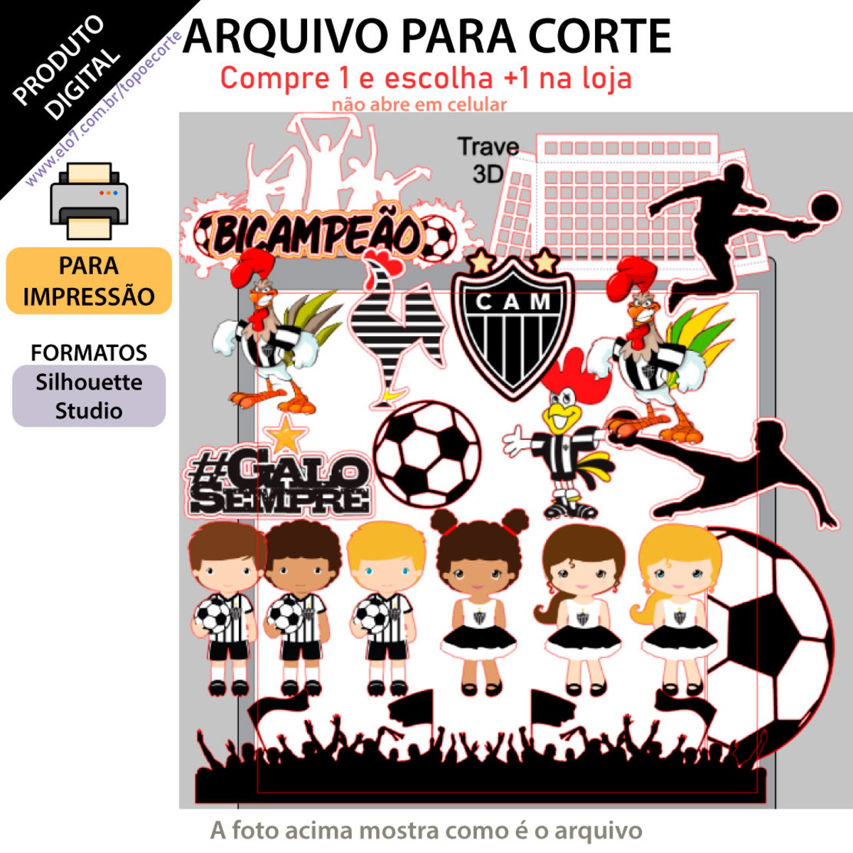 ARQUIVO - Topo de bolo Atlético Mineiro +1 tema da loja