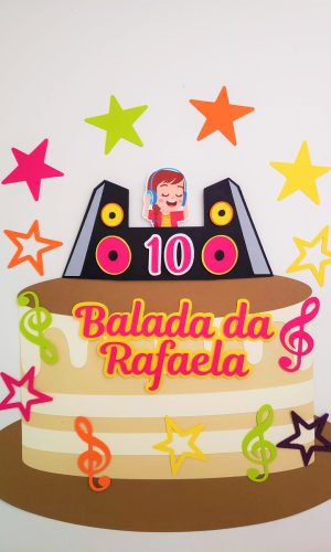 Arquivo topo de bolo balada, menina DJ (arquivo de corte)