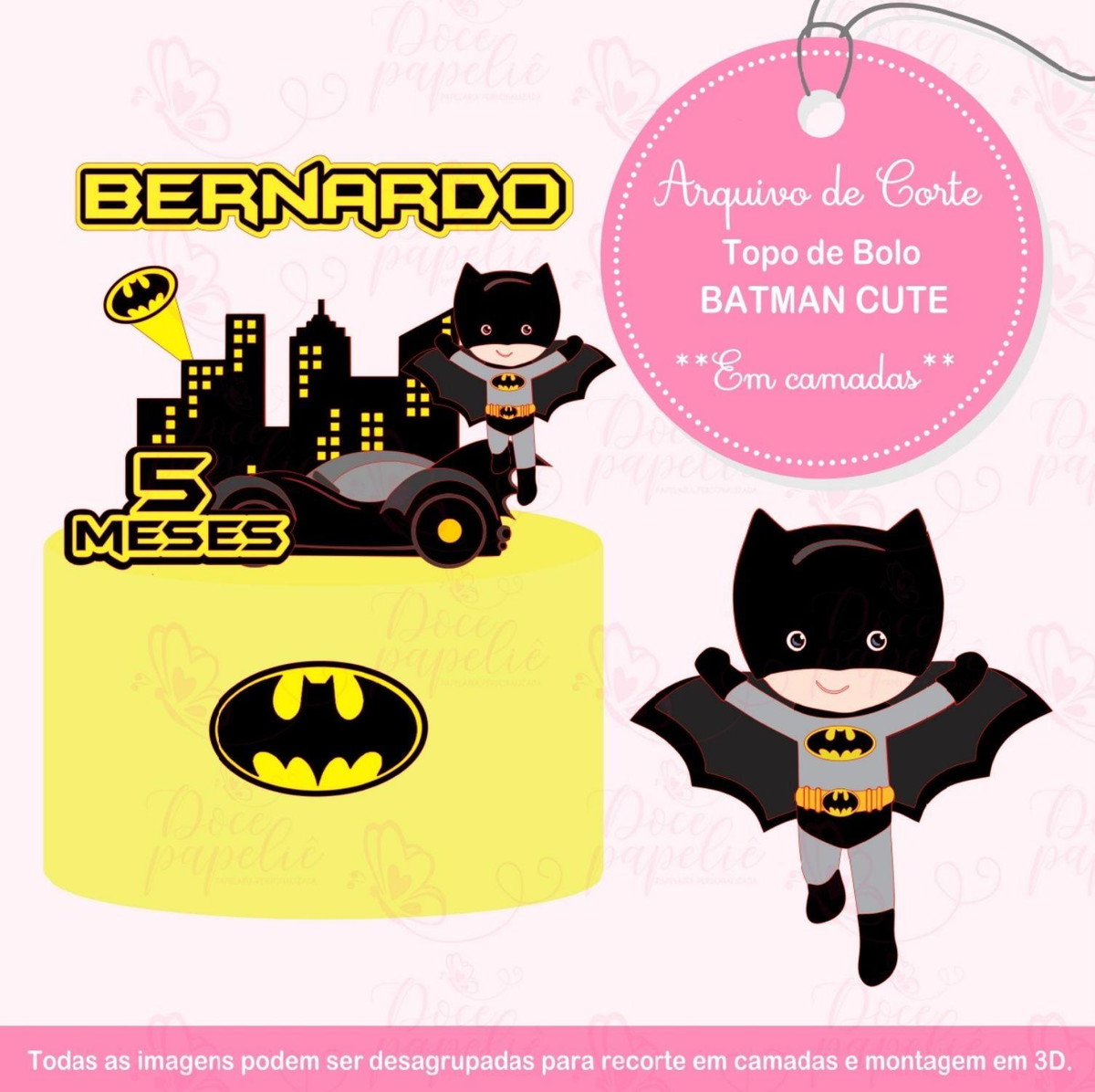 Arquivo Topo de Bolo Batman Cute em 3d