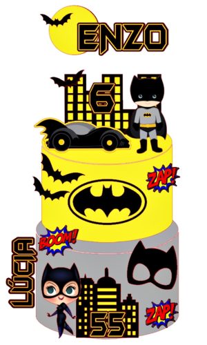 Arquivo de Corte - Topo de Bolo Batman e Mulher Gato