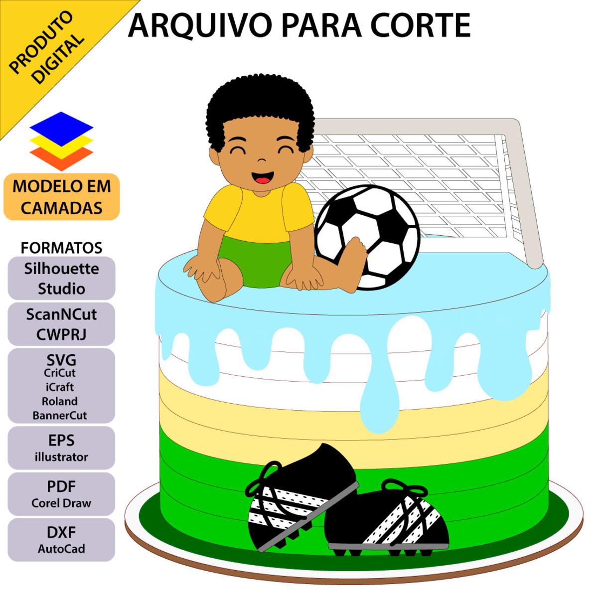 Arquivo Topo de Bolo Bebê Futebol Menino +1 Arquivo da Loja