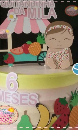 1226 - Arquivo Topo de Bolo bebe menina Natal Camadas STUDIO