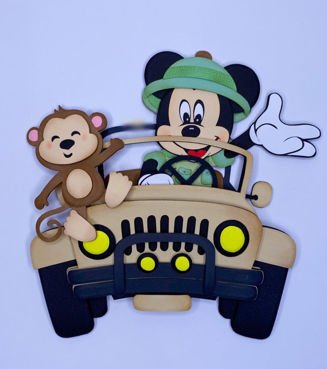 Arquivo Topo de Bolo Bebê Mickey Mouse Safari - Silhouette