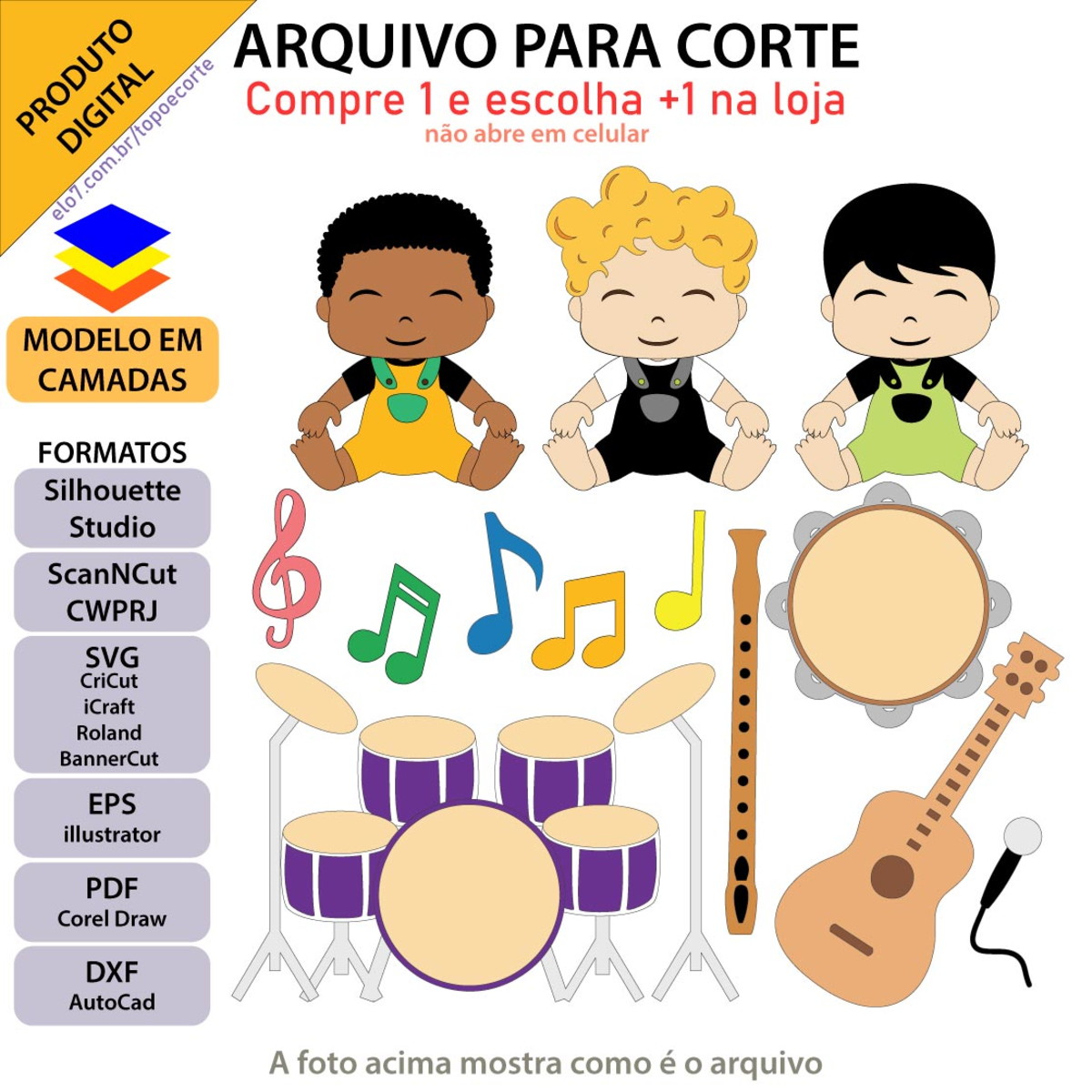 Arquivo Topo De Bolo Bebê Musical +1 Arquivo Da Loja