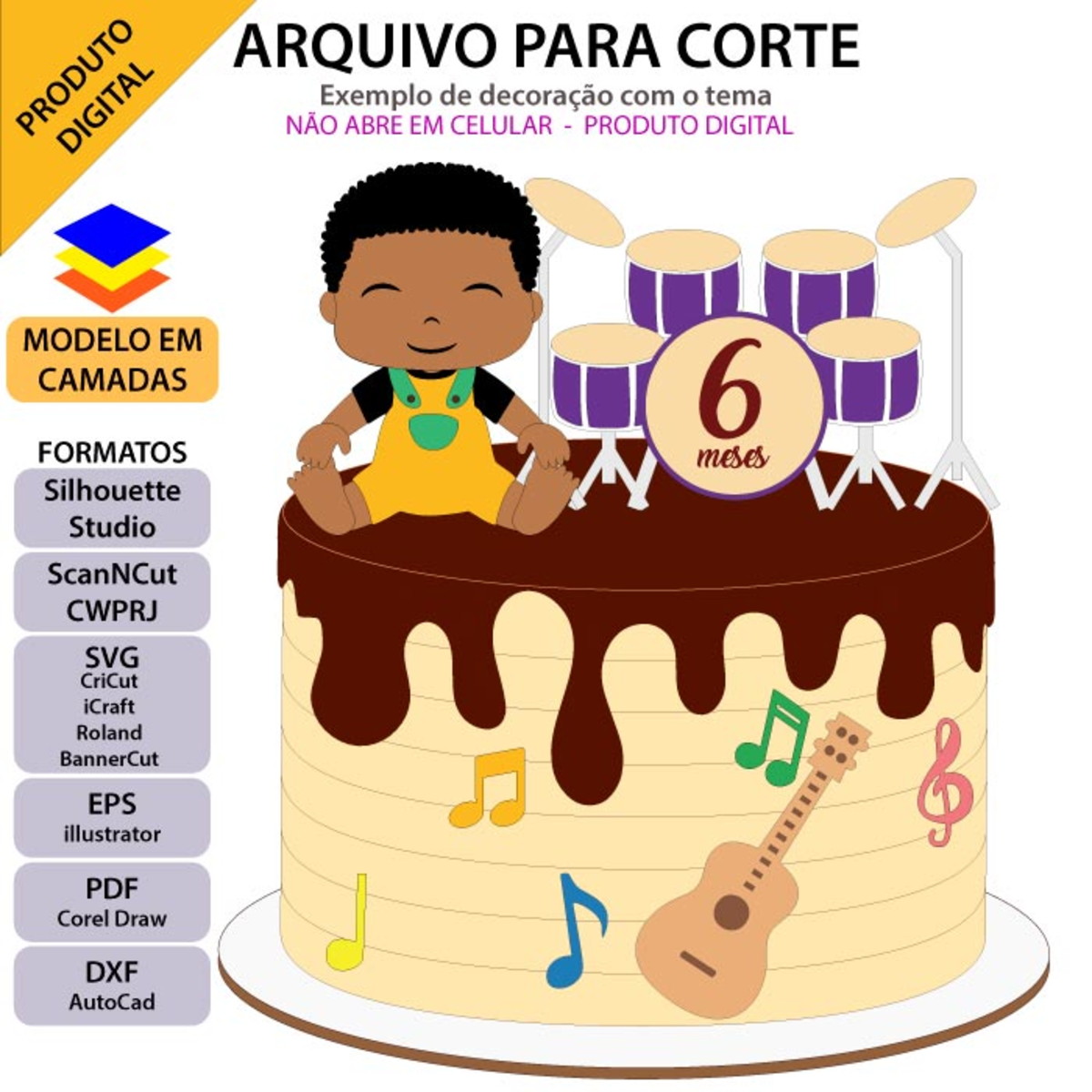 Arquivo Topo De Bolo Bebê Musical +1 Arquivo Da Loja - Imagem 2