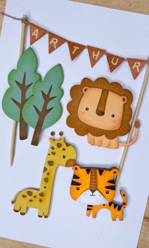 Arquivo Topo de Bolo Bebê Safari Minimalista - Silhouette
