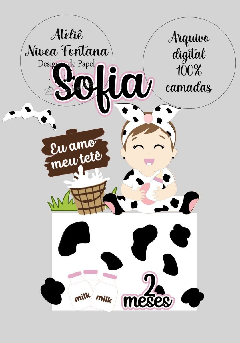 Arquivo de Corte Topo de Bolo Bebe Vaquinha