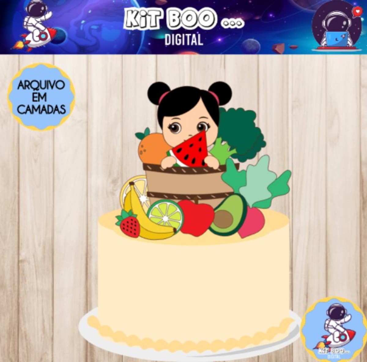 Arquivo Topo de Bolo - Cesta de Frutas Menina
