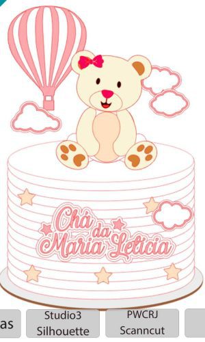Arquivo topo de bolo Chá de Fralda bebê ursinha +1 tema