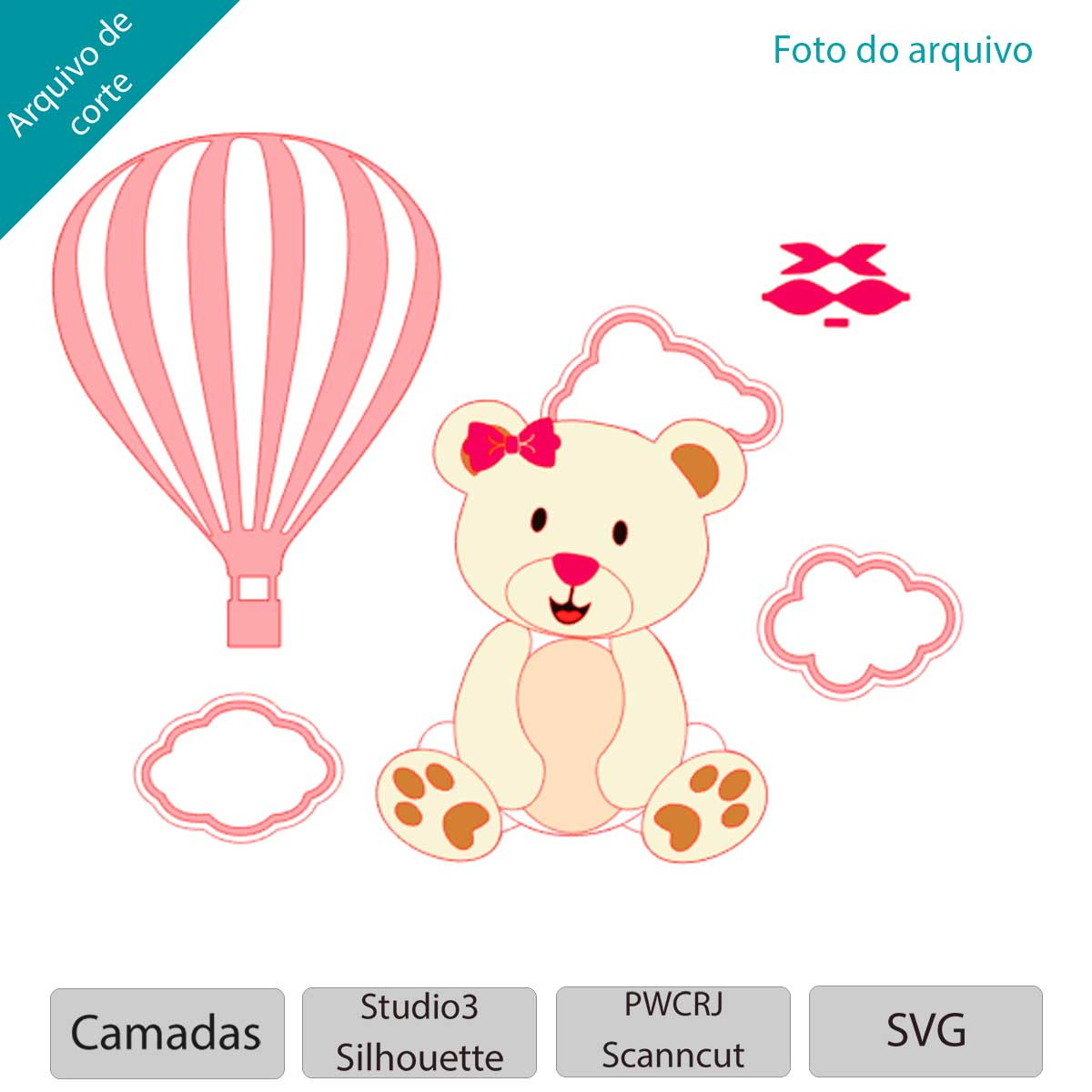 Arquivo topo de bolo Chá de Fralda bebê ursinha +1 tema - Imagem 2