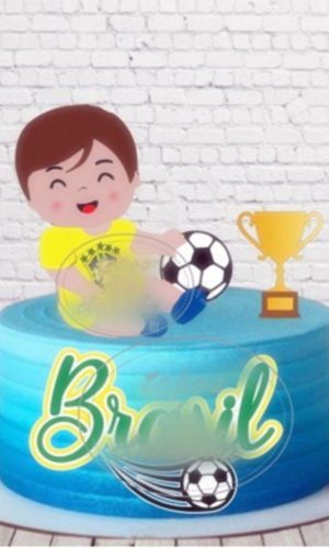 Arquivo Topo de Bolo Copa do Mundo 2022 Brasil Menino #15432