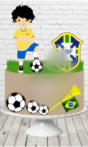 Arquivo Topo de Bolo Copa do Mundo 2022 Brasil Menino #15434