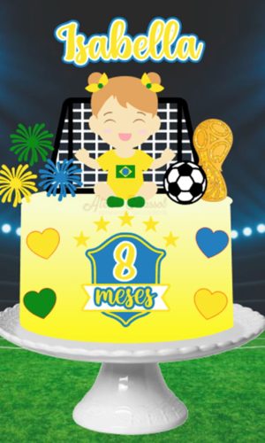 Arquivo Topo de Bolo Copa do Mundo Menina Ganhe +3 Produtos