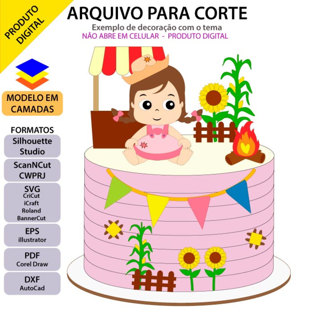 ARQUIVO Topo de bolo Festa Junina Bebê Barraca +1 arquivo - Imagem 2