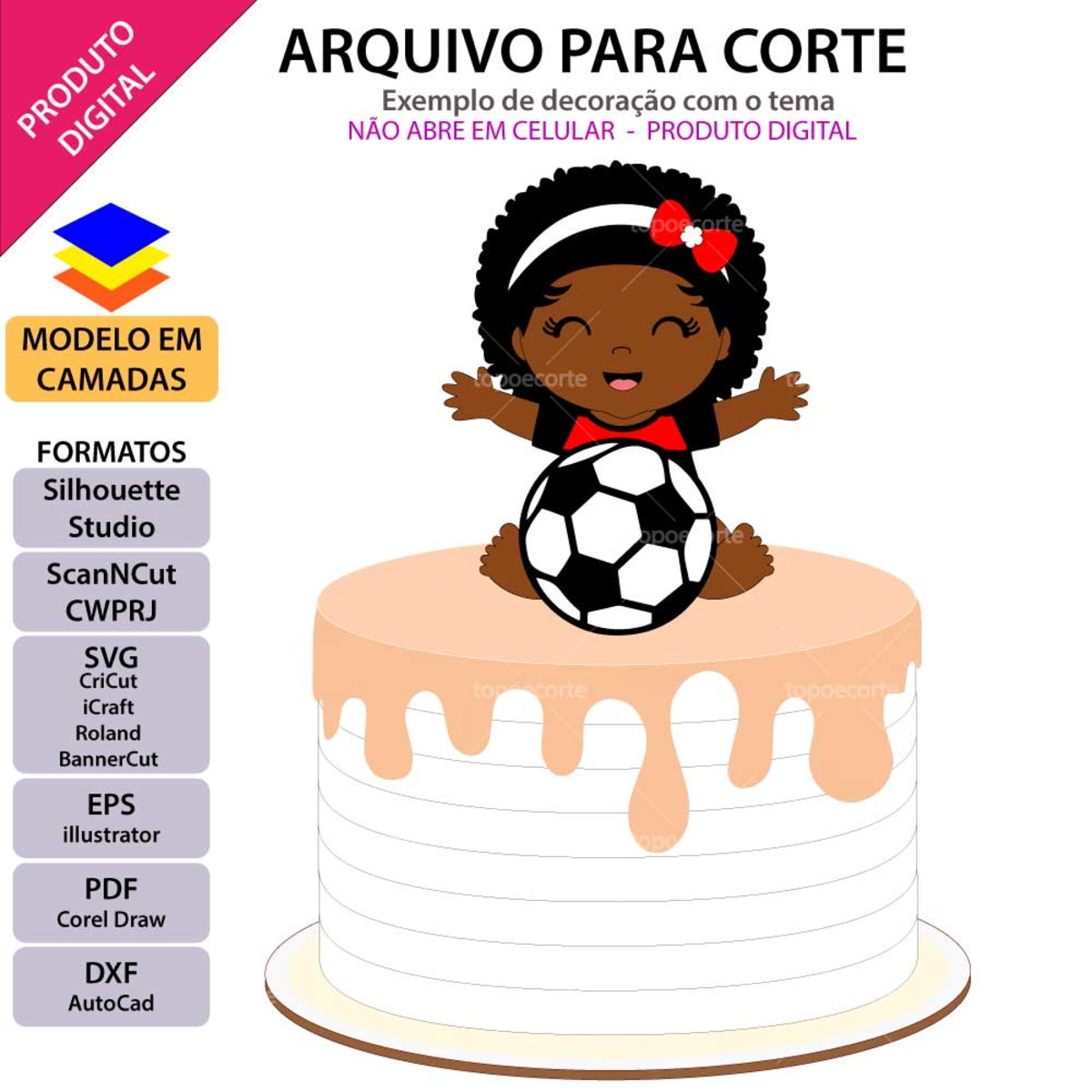 Arquivo Topo de Bolo Futebol Bebê Menina +1 Arquivo da Loja - Imagem 2