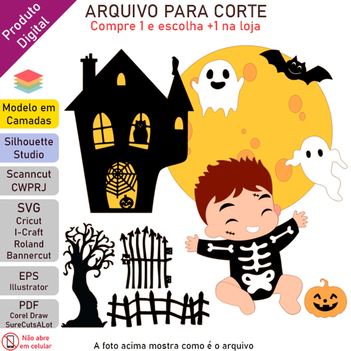 ARQUIVO Topo de bolo Halloween Baby +1 arquivo da loja - Imagem 2