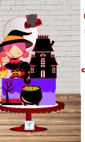 ARQUIVO TOPO DE BOLO HALLOWEEN Bruxinha 04 -COD: 32