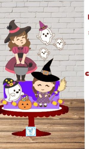 ARQUIVO TOPO DE BOLO HALLOWEEN Bruxinha 05 -COD: 33