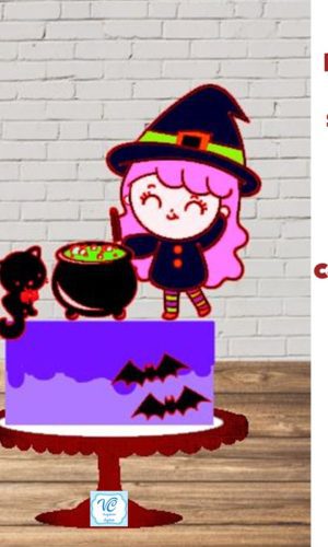 ARQUIVO TOPO DE BOLO HALLOWEEN Bruxinha 06 -COD: 34
