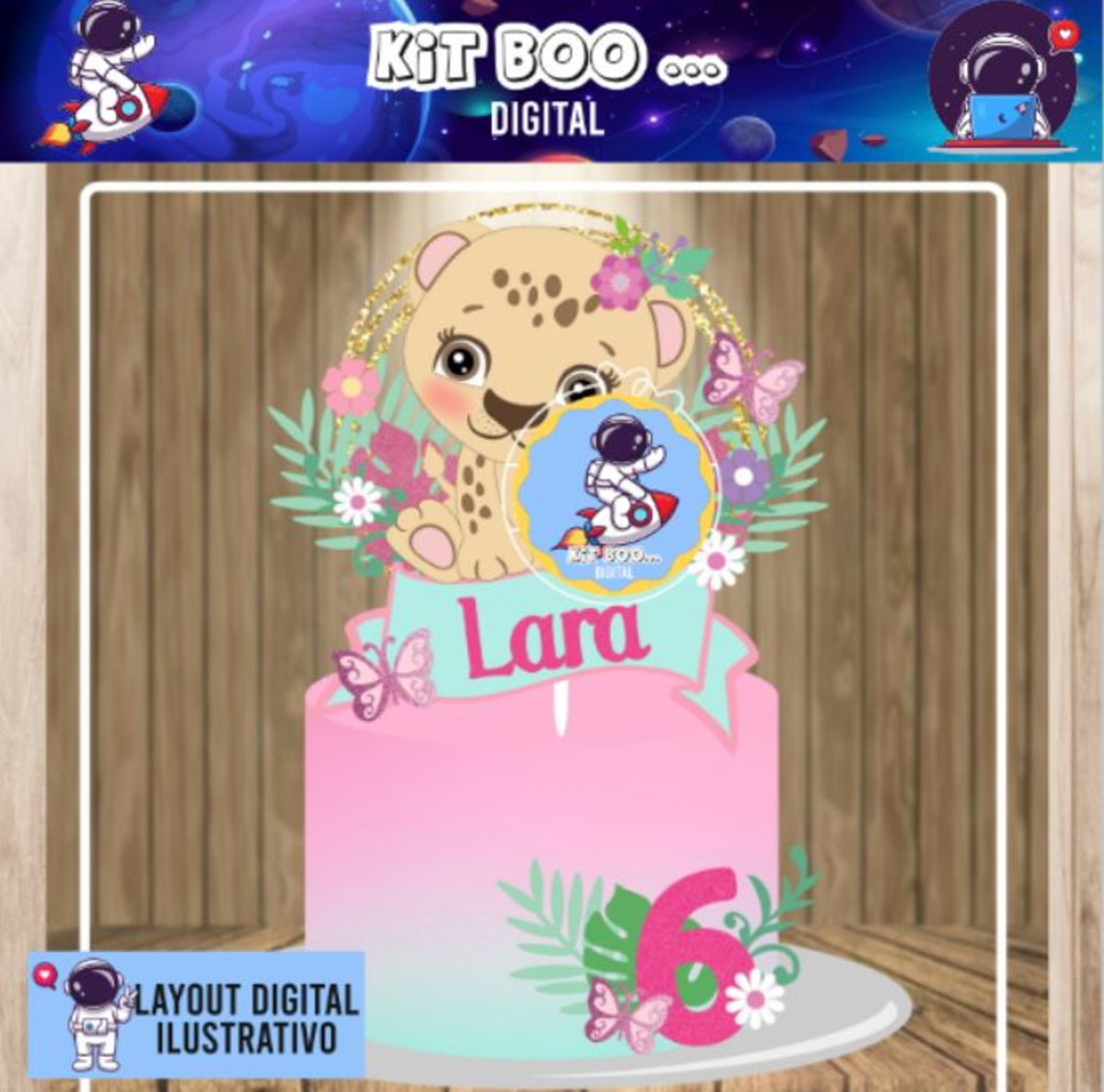Arquivo Topo de Bolo - Leopardo Cute