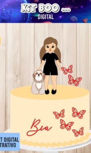 Arquivo Topo De Bolo - Menina E Cachorro