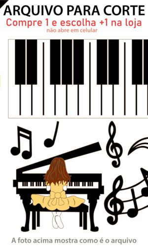 ARQUIVO Topo de bolo Menina Pianista +1 arquivo da loja