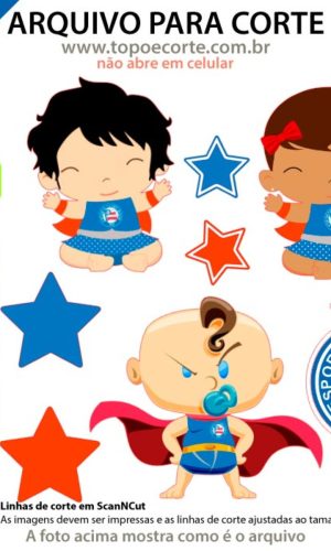 ARQUIVO Topo de bolo mesversário bebê Bahia Futebol + 1TEMA