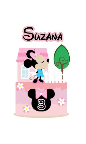 Arquivo topo de bolo minnie rosa cute camada