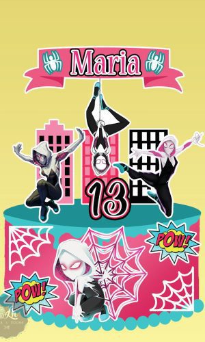 Arquivo Topo de Bolo Mulher Aranha Spider Gwen #1 Pdf/jpg