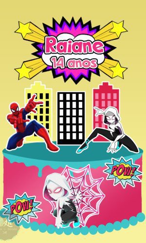 Arquivo Topo de bolo Mulher Aranha Spider Gwen #2 PDF/JPG