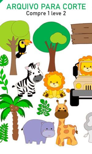 ARQUIVO Topo de bolo Safari Em Camadas +1tema