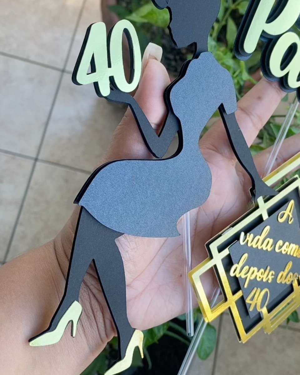 Arquivo Topo de Bolo - Silhueta Mulher - Imagem 2