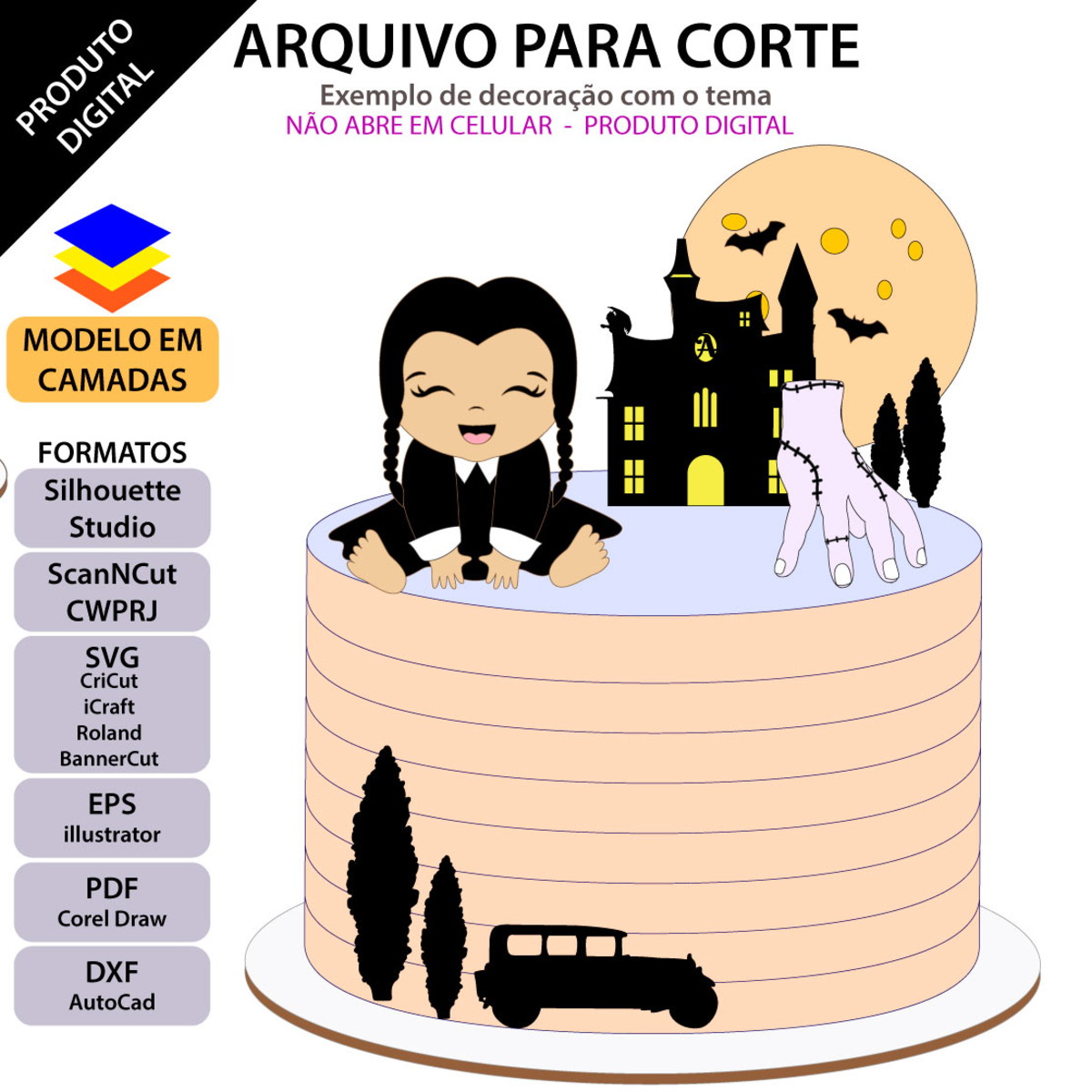 Arquivo Topo de Bolo Wandinha Baby +1 Arquivo da Loja - Imagem 2