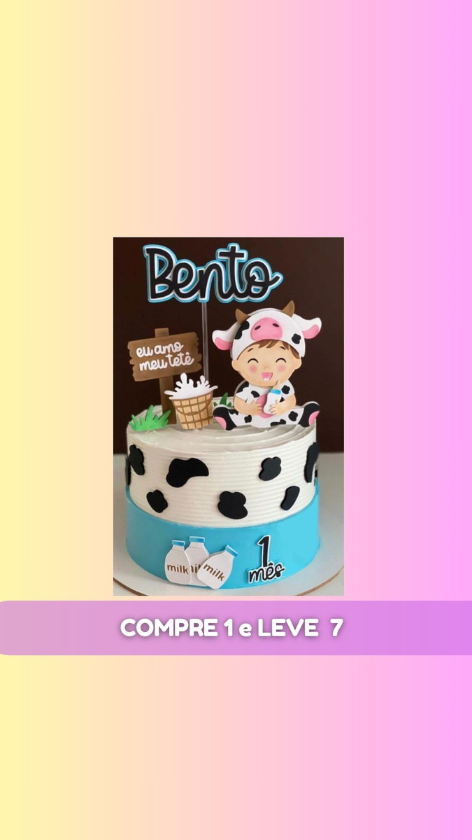 Arquivo de Corte Topo para Bolo Vaquinha Menino + 6 Brindes - Imagem 2