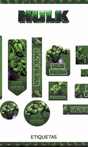 Arquivos de corte etiqueta escolar hulk