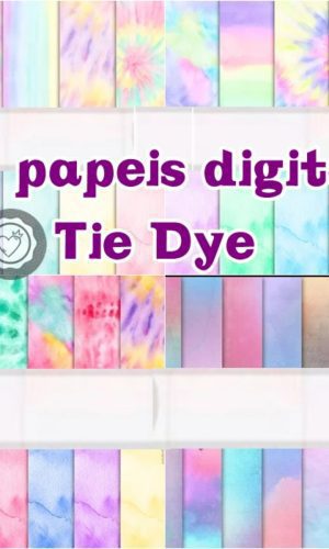 4 kits de papeis digitais tie dye