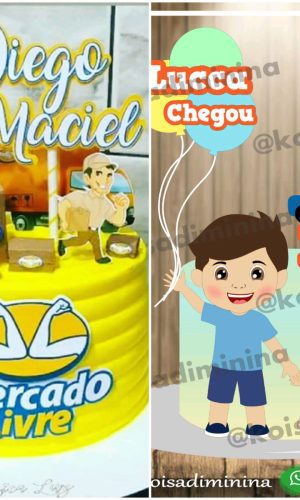 ARQUIVOS DE CORTE TOPO DE BOLO Menino e mercado