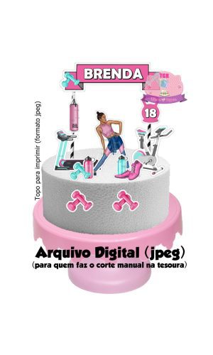 Arte Digital Topo de Bolo Academia feminino 4 p/ imprim jpeg