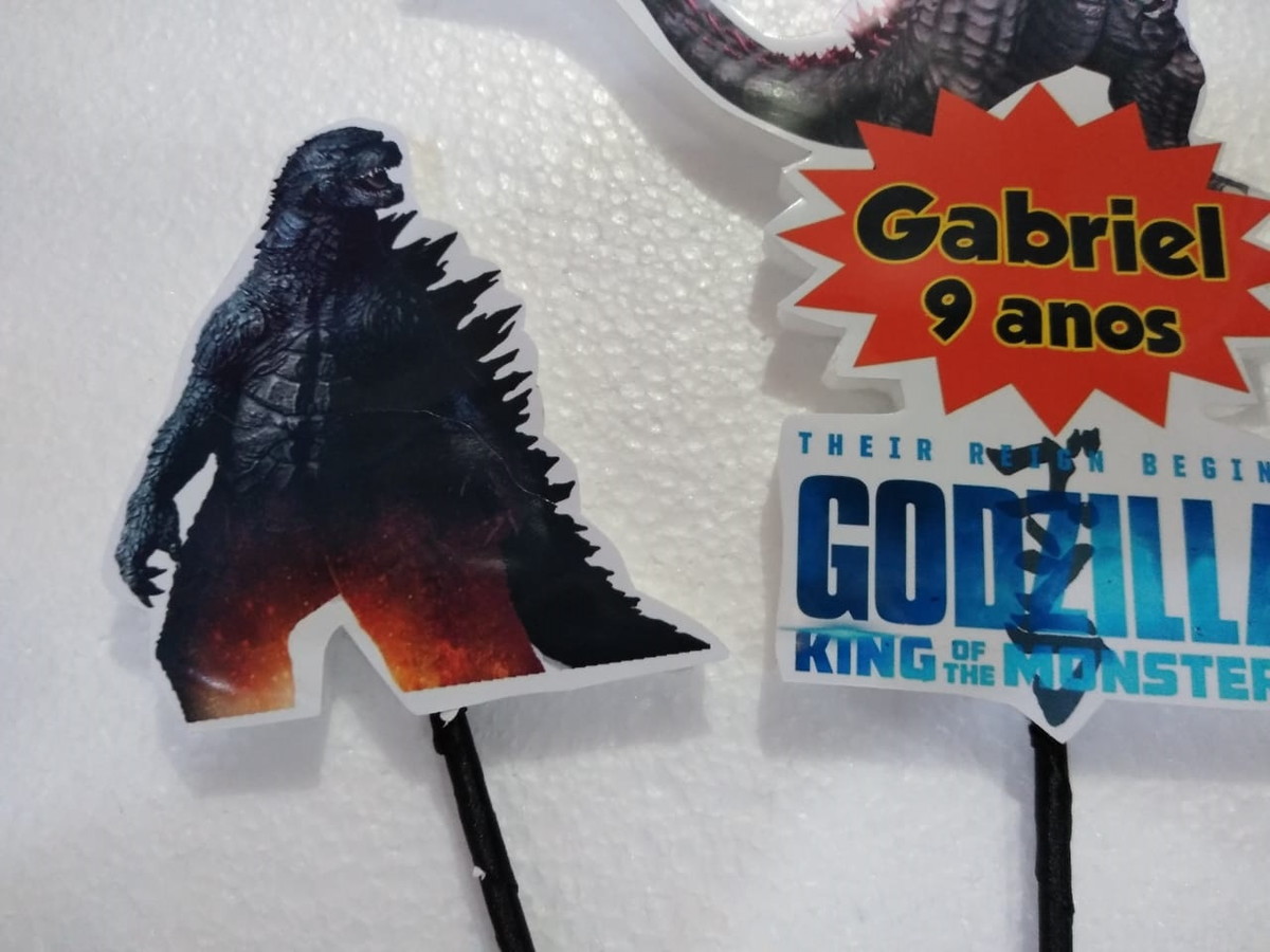 Godzilla topo de bolo personalizado - Imagem 5