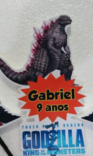 Godzilla topo de bolo personalizado