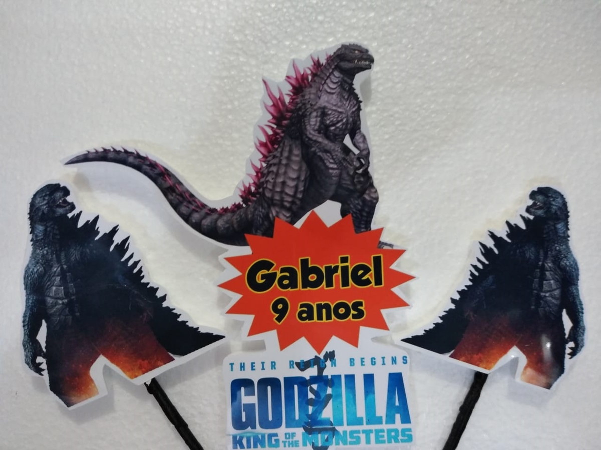 Godzilla topo de bolo personalizado