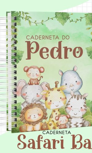 Kit c/ 5: Arquivo Livro e Caderneta do Bebê Safari Baby
