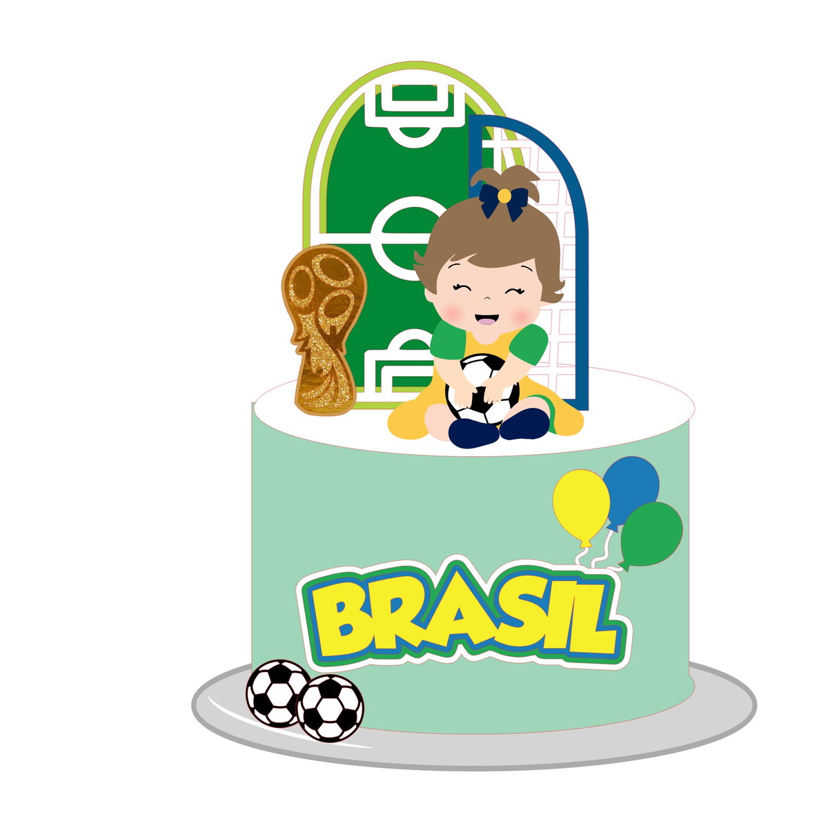 Kit com 5 Arquivos de Corte: 24 - Futebol Topo de Bolo