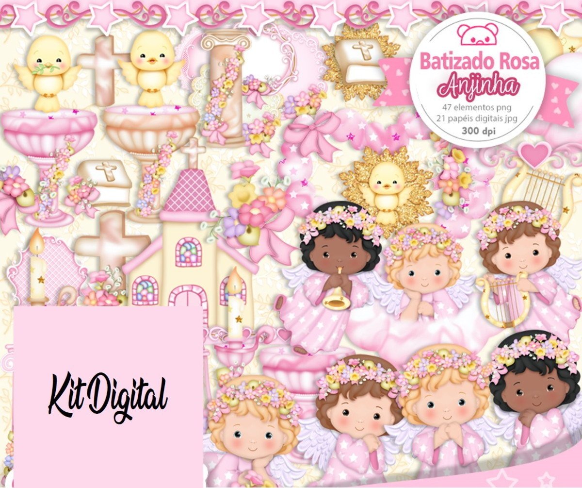 Kit Digital Batizado Rosa 227