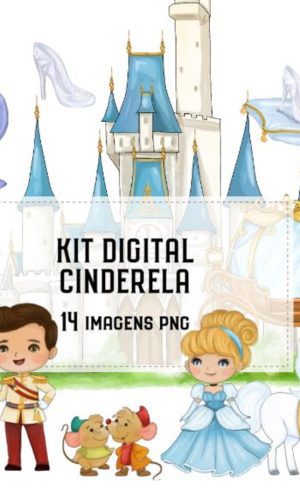 Kit Digital Cinderela Aquarelado 1957