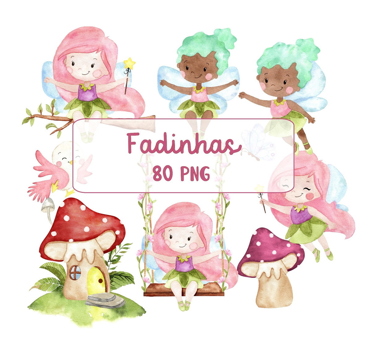 Kit Digital Fadinhas Aquarela 1202